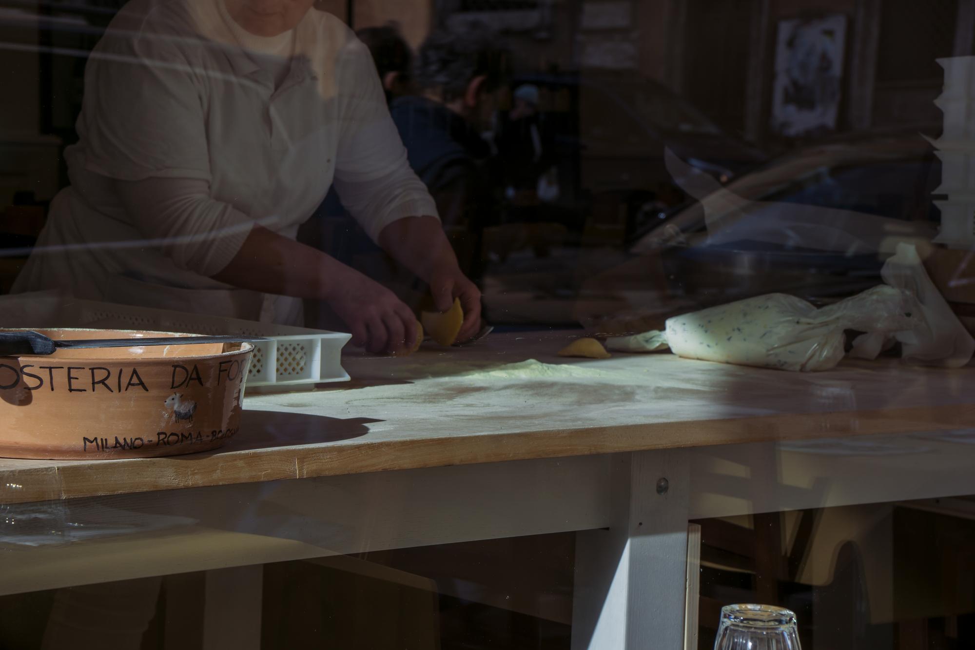 workbench with plated prototypes and tasting notes
