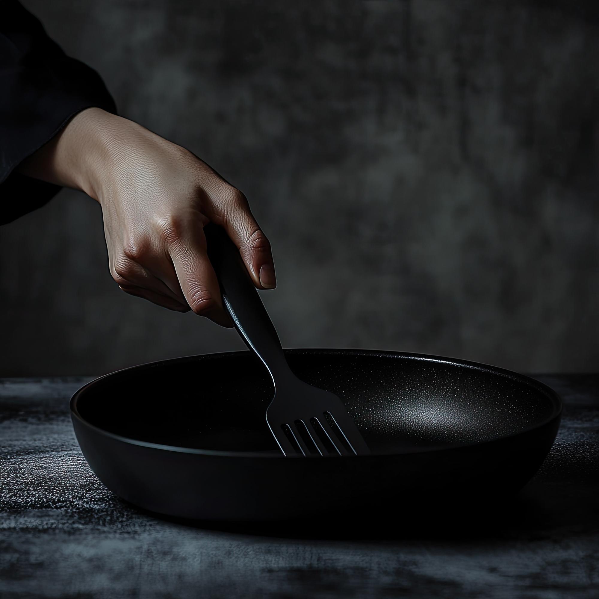 Chef plating an innovative dish on a minimalist dark plate